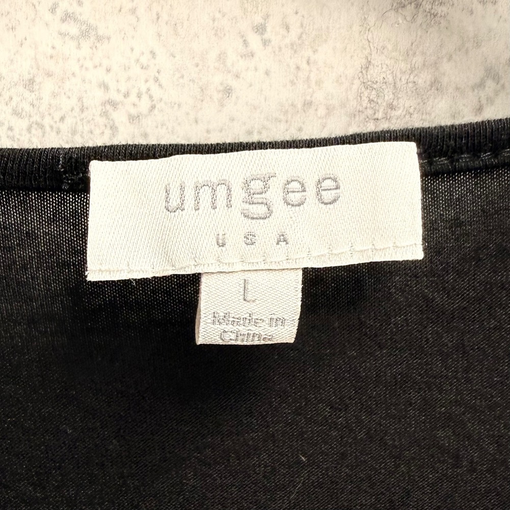Umgee Large Women Black Minimalist Travel Elastic Drawstring Waist Soft Romper - Picture 2 of 11